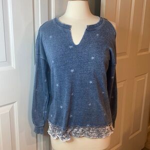 Vintage Havana Size Small Blue Cold Shoulder Sweatshirt in GUC